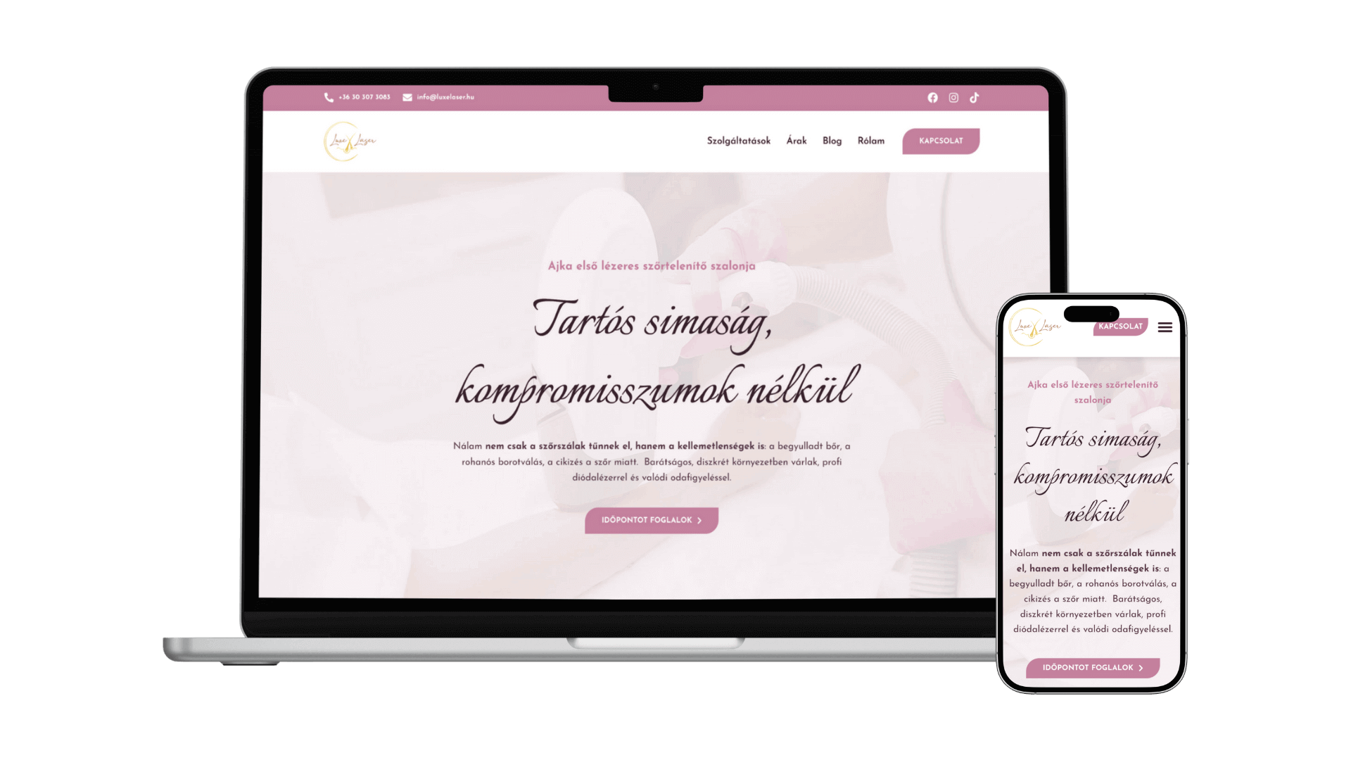 Luxe Laser website mockup